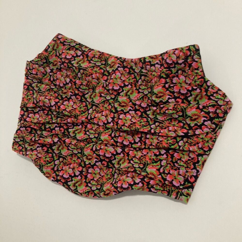 Zara Corset Crop Top Multicolor Floral Strapless Ruched Layers Women’s Small